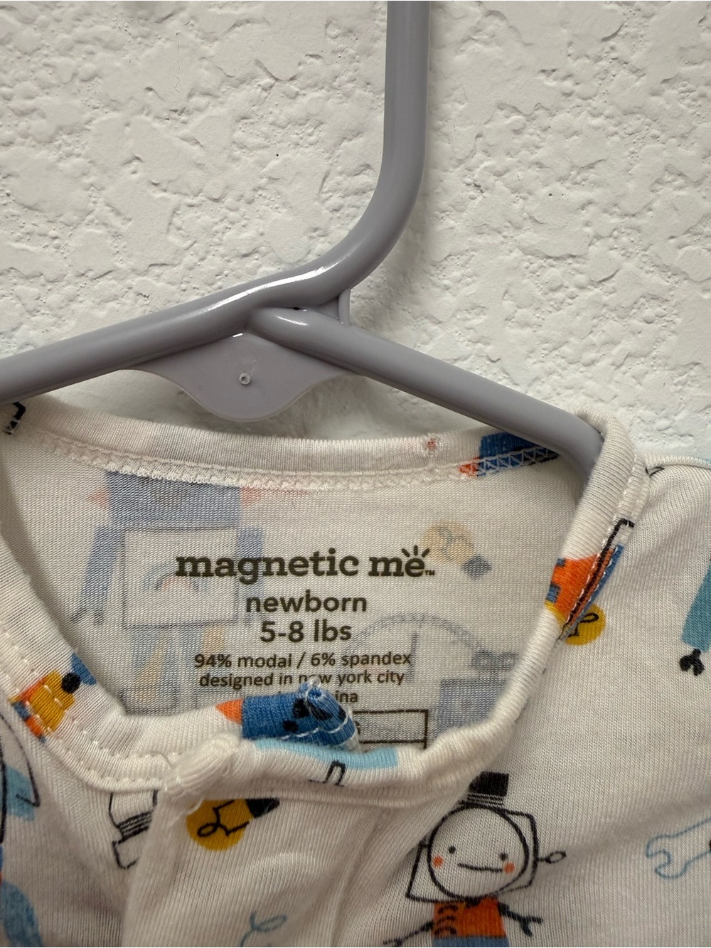 Magnetic Me Robot Print Footie with Blue and Orange Accents - Picture 2 of 4